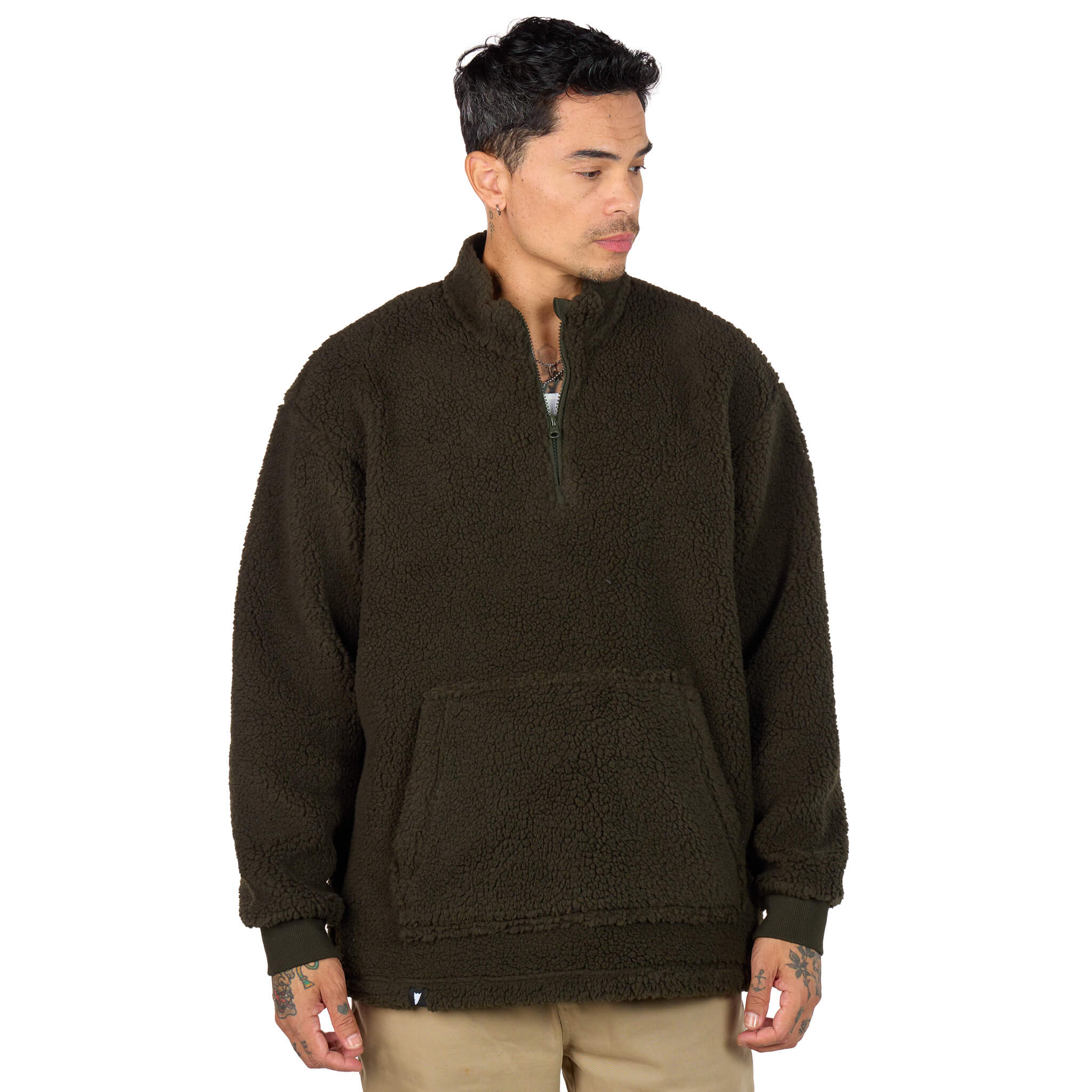 (New) Sherpa Quarter Zip - Olive 3 (New) Sherpa Quarter Zip - Olive