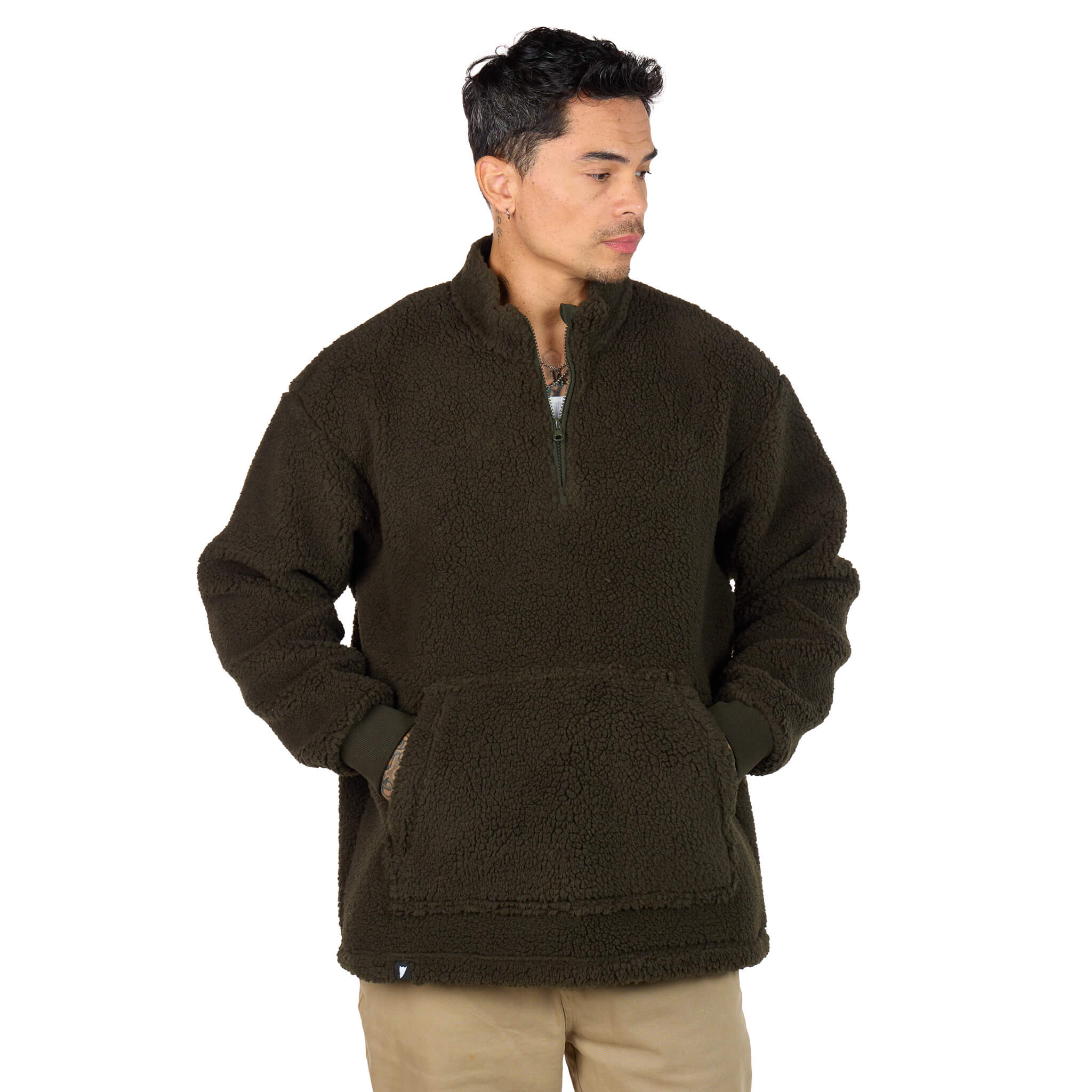 (New) Sherpa Quarter Zip - Olive 4 (New) Sherpa Quarter Zip - Olive